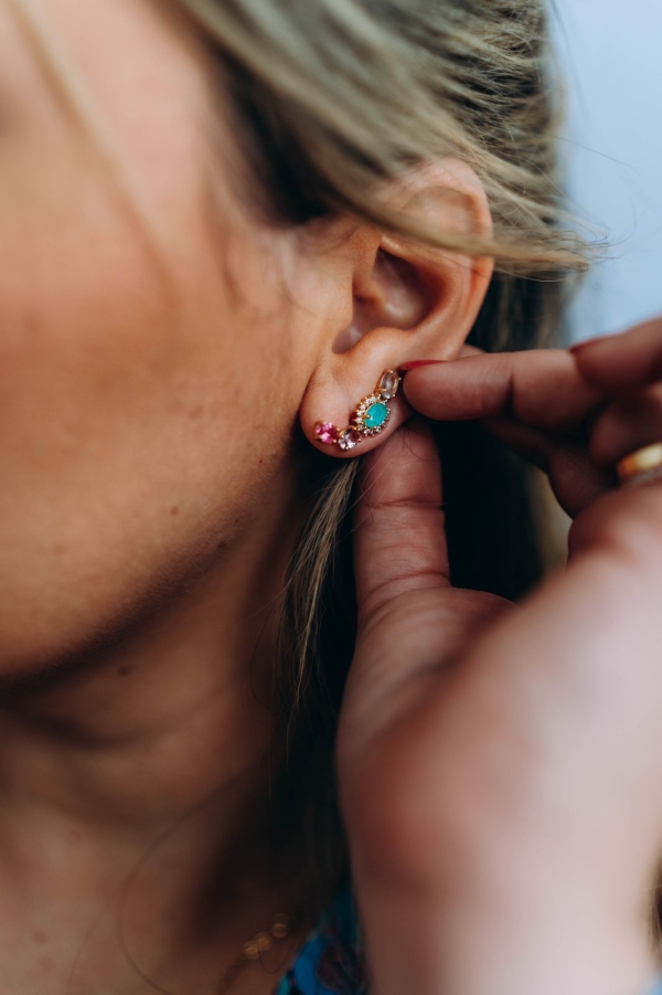 Ear Cuff com Zircônias coloridas